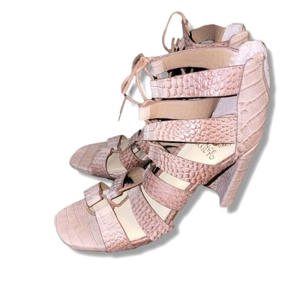 Vince Camuto Cream Snakeprint Heels